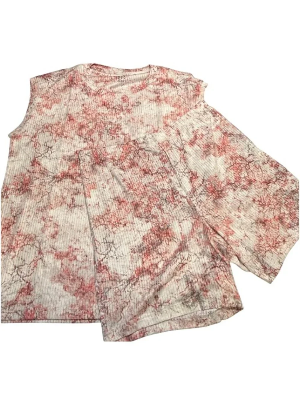 Studio 1886 Womens Ribbed Knit 2-Piece Set Pink Tie-Dye Print Size Medium - Picture 4 of 7